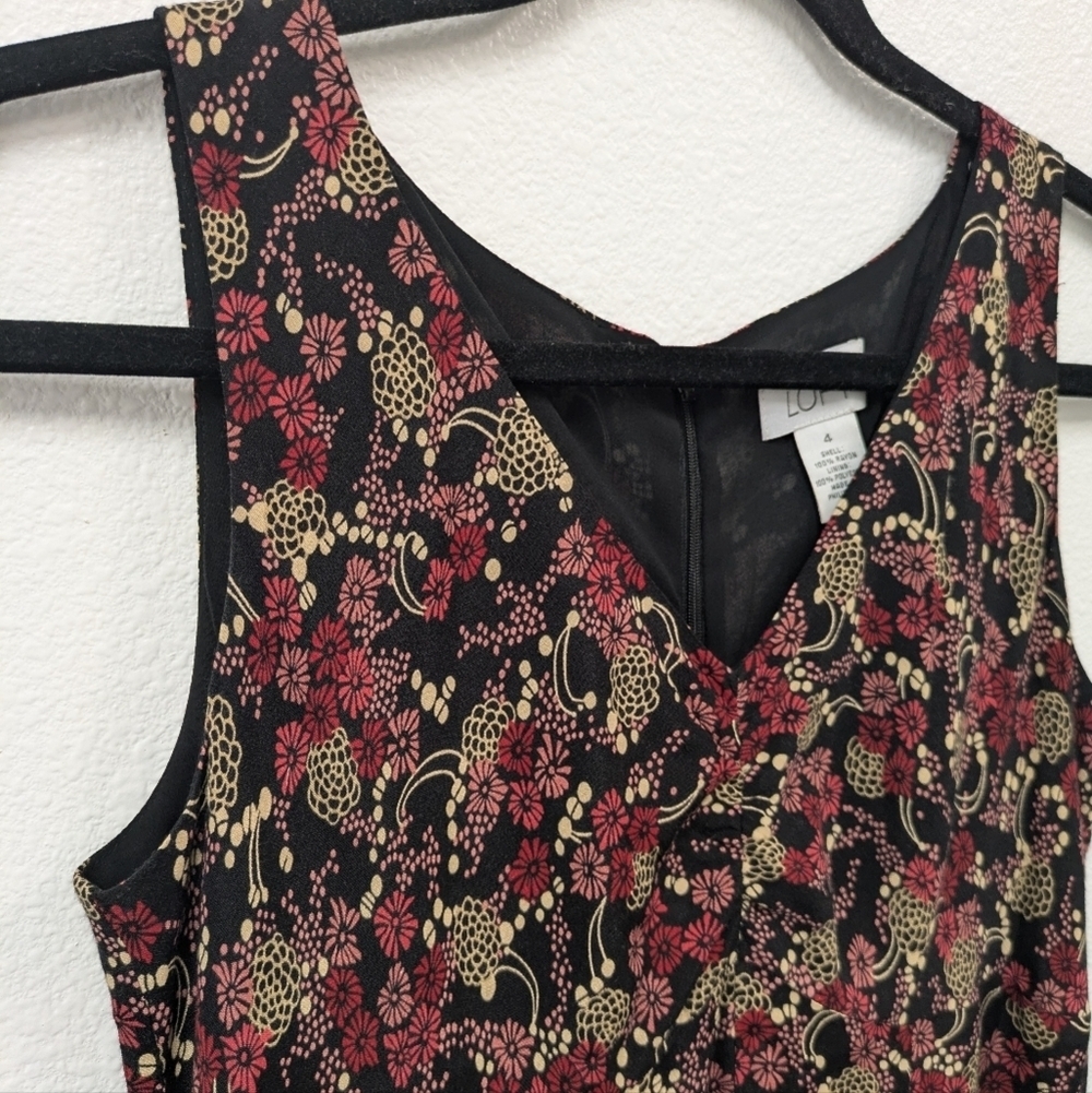 Loft Floral Starburst 90s Mom Flare Midi Dress sz 4 - Picture 4 of 10